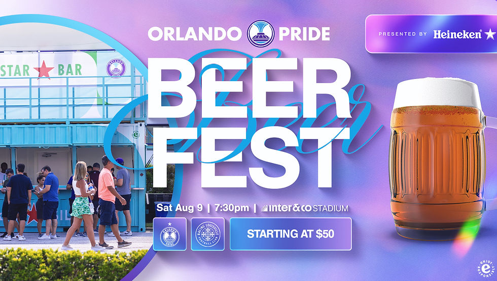 Get ready for the first-ever Orlando Pride Beerfest - A night of soccer, brews, and unbeatable vibes!