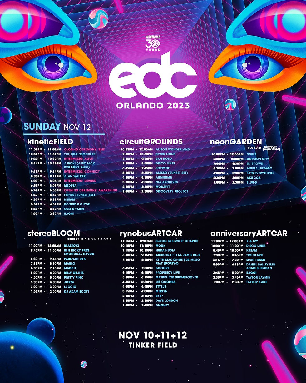 Set List revealed for this year's Electric Daisy Carnival, 3 Day EDC