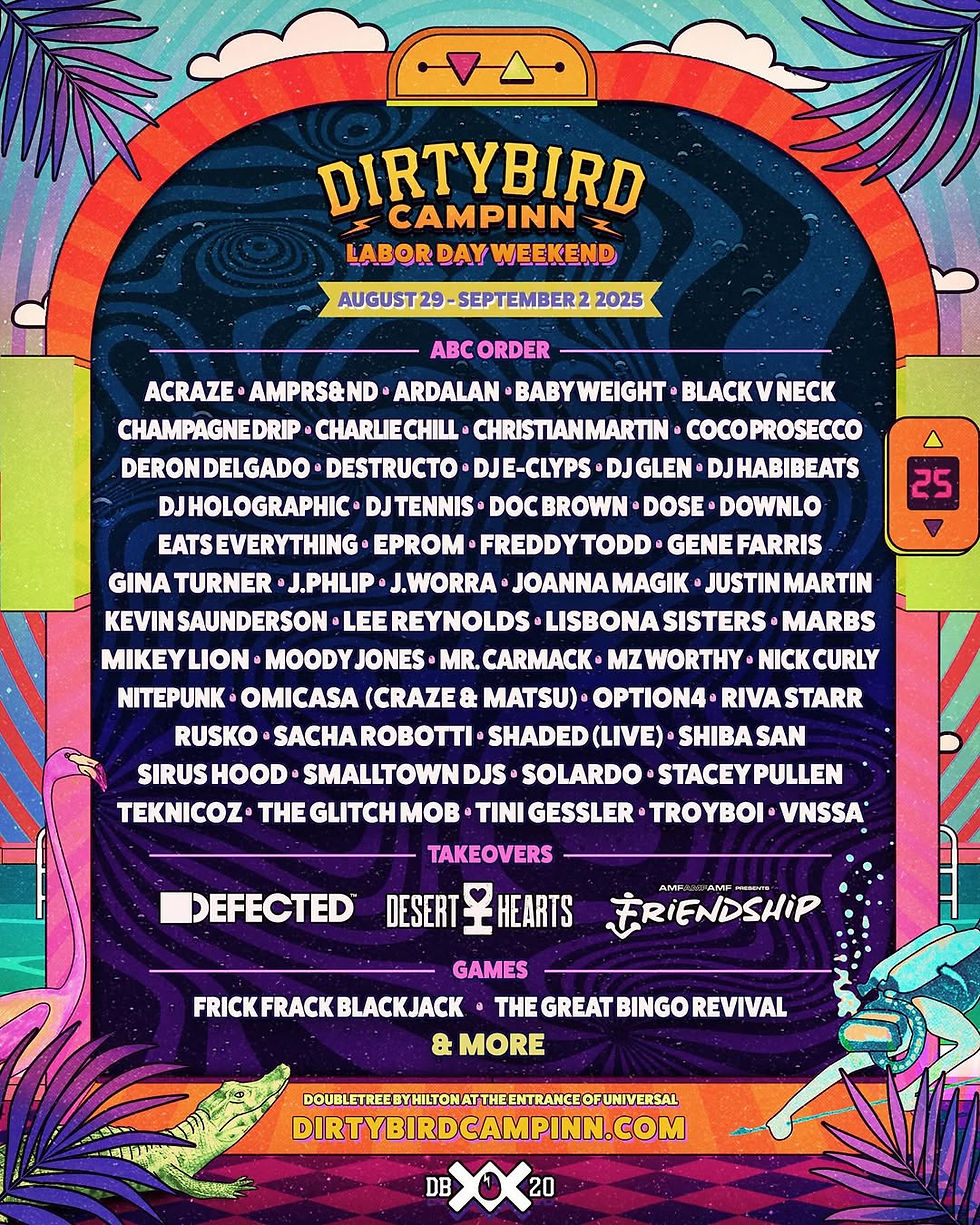 Dirtybird CampINN 2025 reveals stacked Orlando Lineup including takeovers from Defected, Desert Hearts and Friendship!