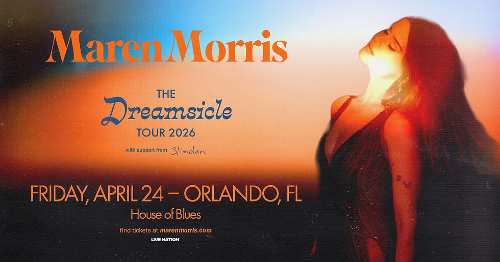 Maren Morris is bringing The Dreamsicle Tour to House of Blues Orlando on April 24, 2026