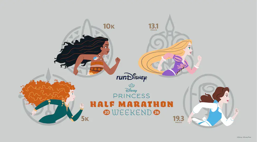 runDisney announce the themes for the 2026 Disney Princess Half Marathon Weekend at Walt Disney World