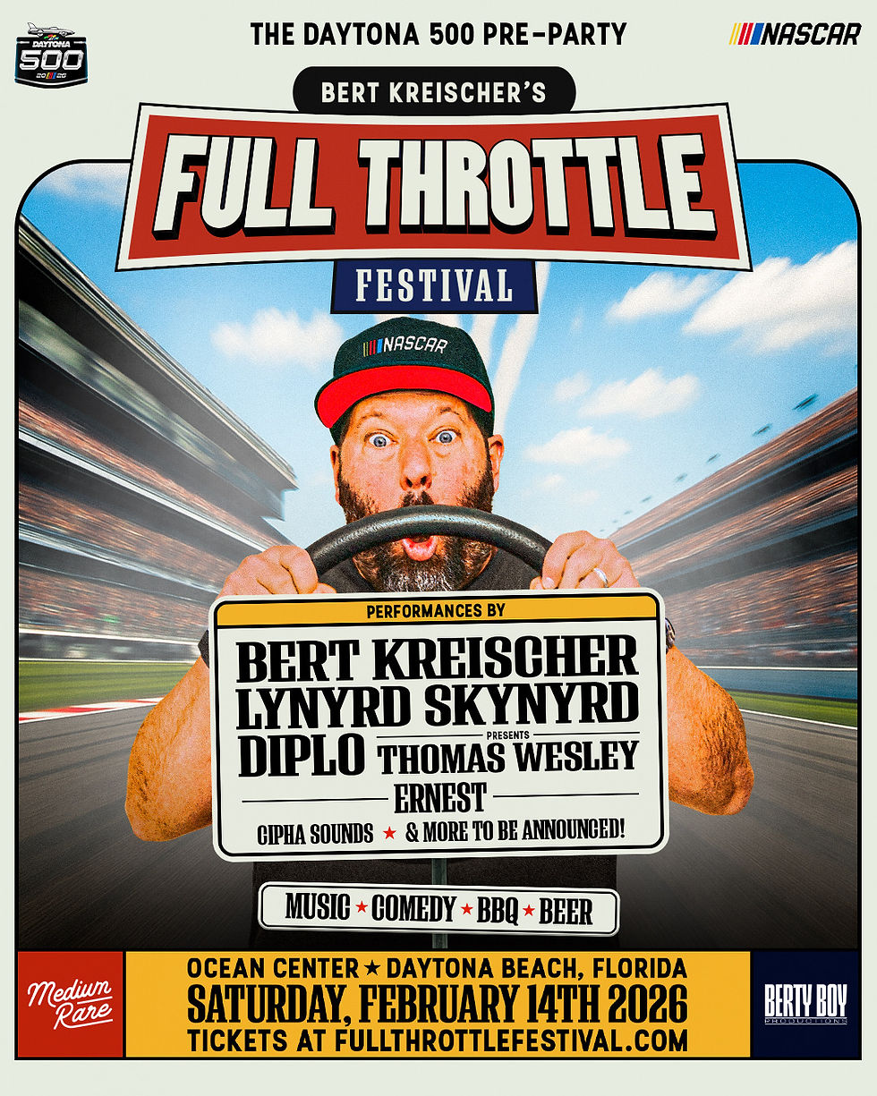 Bert Kreischer’s Full Throttle Festival is racing into Daytona Beach on the eve of the DAYTONA 500