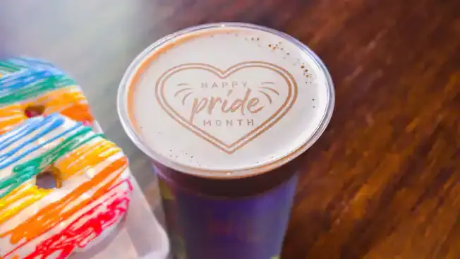 Joffrey’s Coffee & Tea Company Ripple Art Print Throughout the month, add a ‘Love Is Love’ ripple art print to select beverages upon request! Rainbow Donut Sweet donut topped with vanilla rainbow frosting and crystal sugar sprinkles.