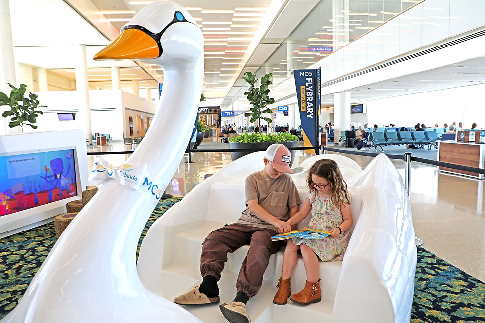 Orlando International Airport launches new "Flybrary" Family Zone including vintage Lake Eola Swan Boat