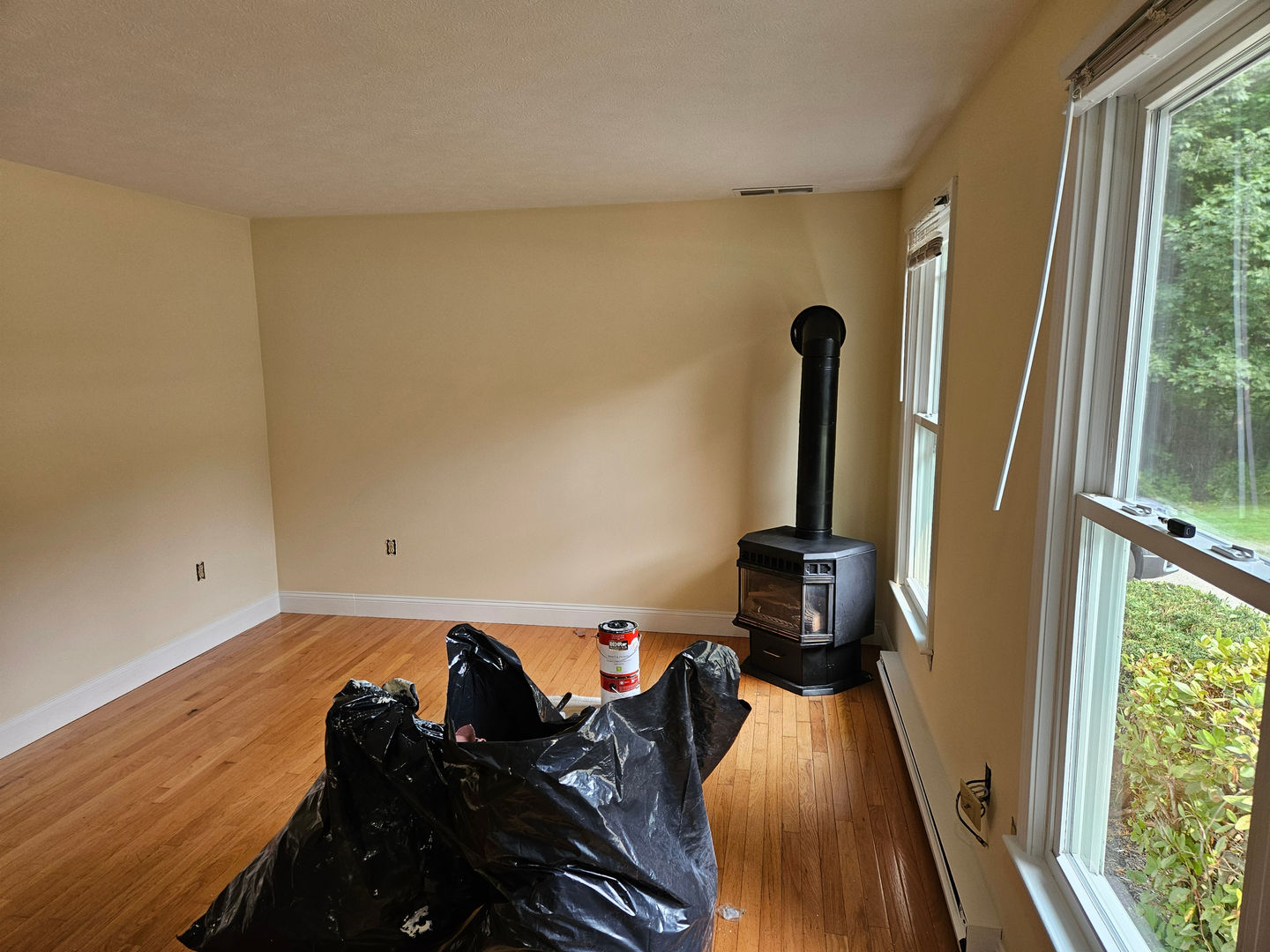 Living room with freshly painted bright walls and cleaned floors after a professional repaint by T&B Paint Pros. Flagler County Painter, Living Room Repaint, T&B Paint Pros LLC.