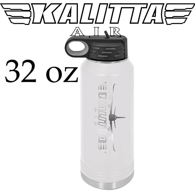 Thumbnail: 747 White 32 oz Insulated Kalitta Air Water Bottle Logo B