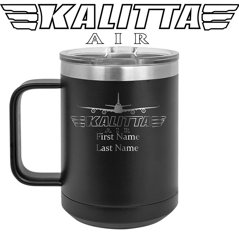 747 Black 15 oz Insulated Kalitta Air Mug Logo B