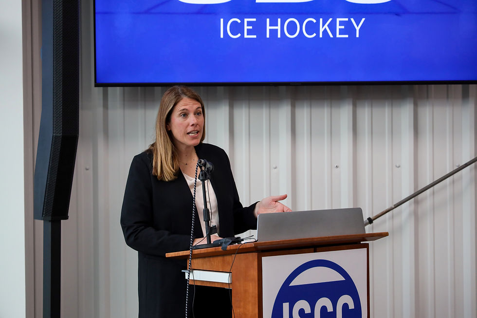 USJ associate Vice President of Athletics and Recreation Amanda Devitt. In part, Devitt said, “This fall we will welcome more than 50 men’s and women’s student athlete ice hockey players to our campus. Our inaugural season will kick off this fall with games beginning late in October. We invite you to follow our journey and stay up to date by visiting usjbluejays.com.”