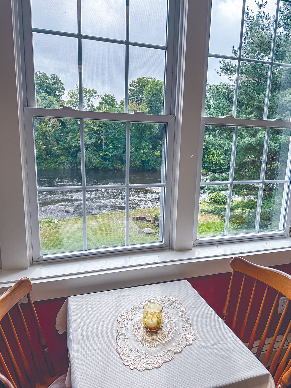 The Farmington River can be seen from the café.