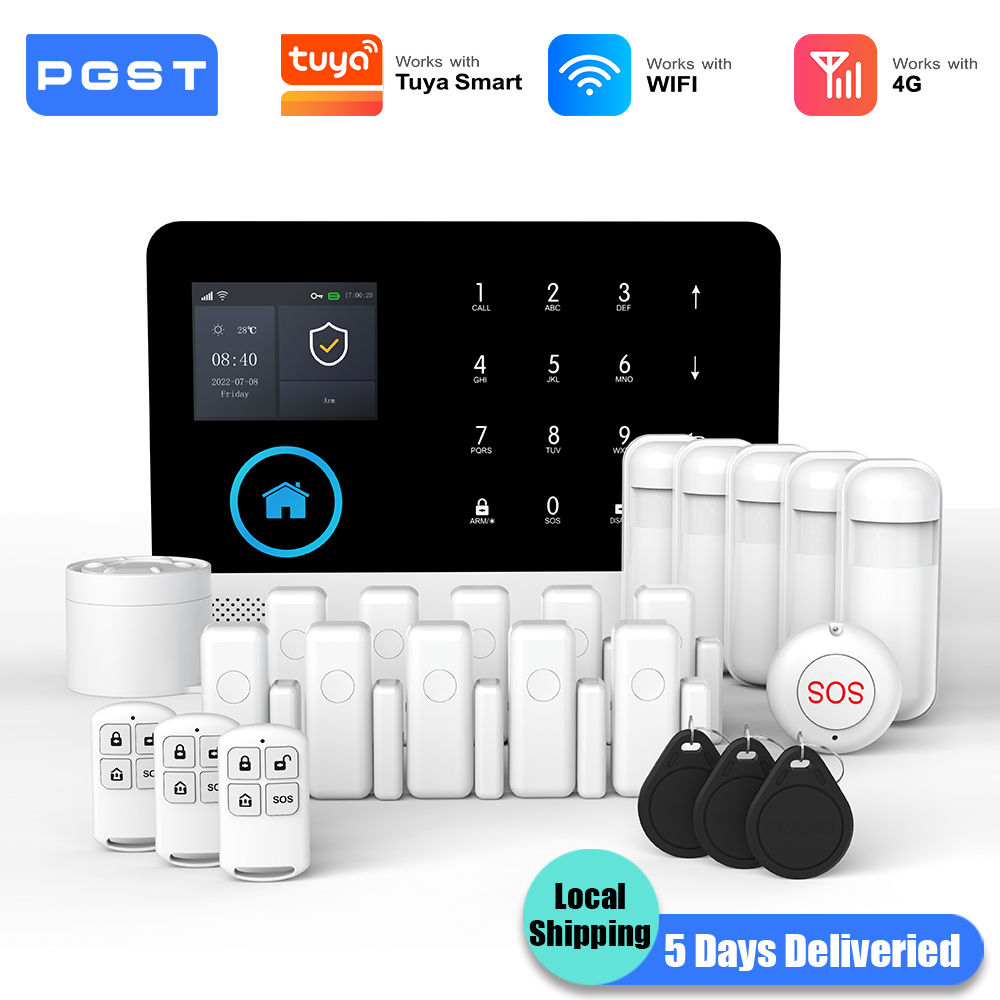 PGST 4G WiFi Smart Wireless Burglar Anti Theft Alarm Security Kit Works with Tuy