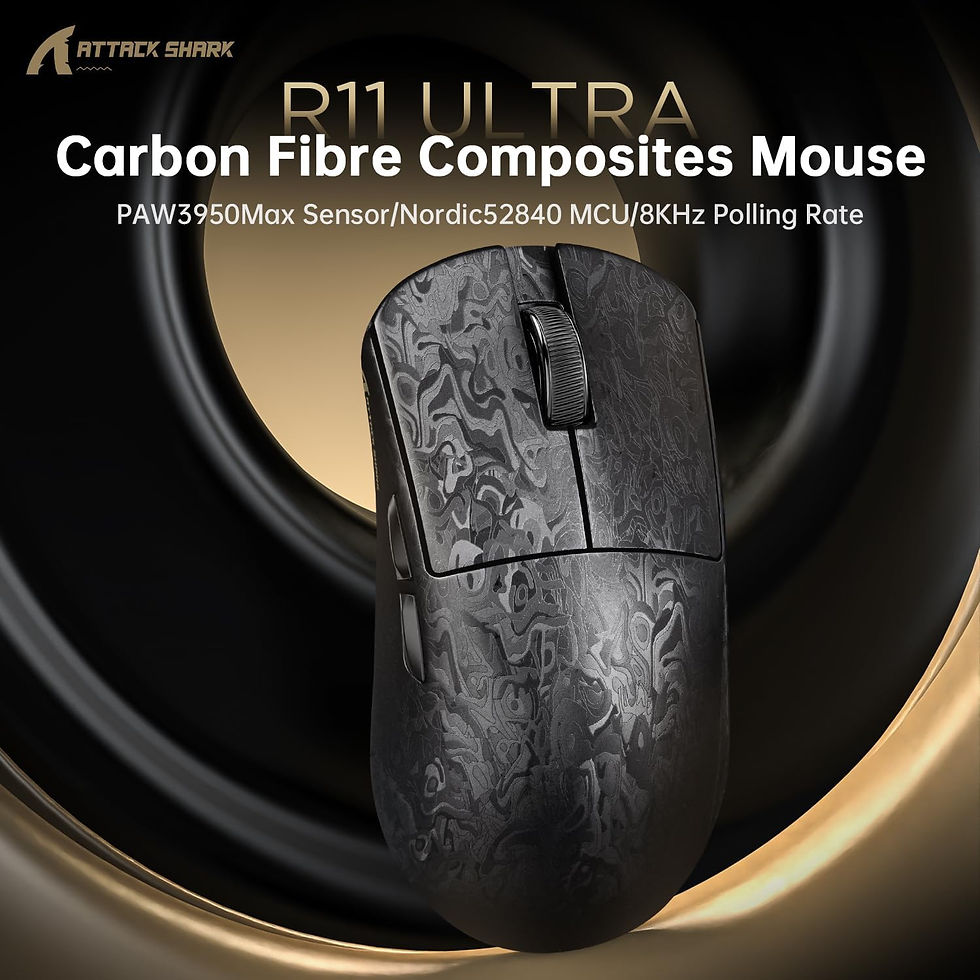 Thumbnail: ATTACK SHARK R11 ULTRA Carbon Fiber Wireless Gaming Mouse with LED Coiled Cable,