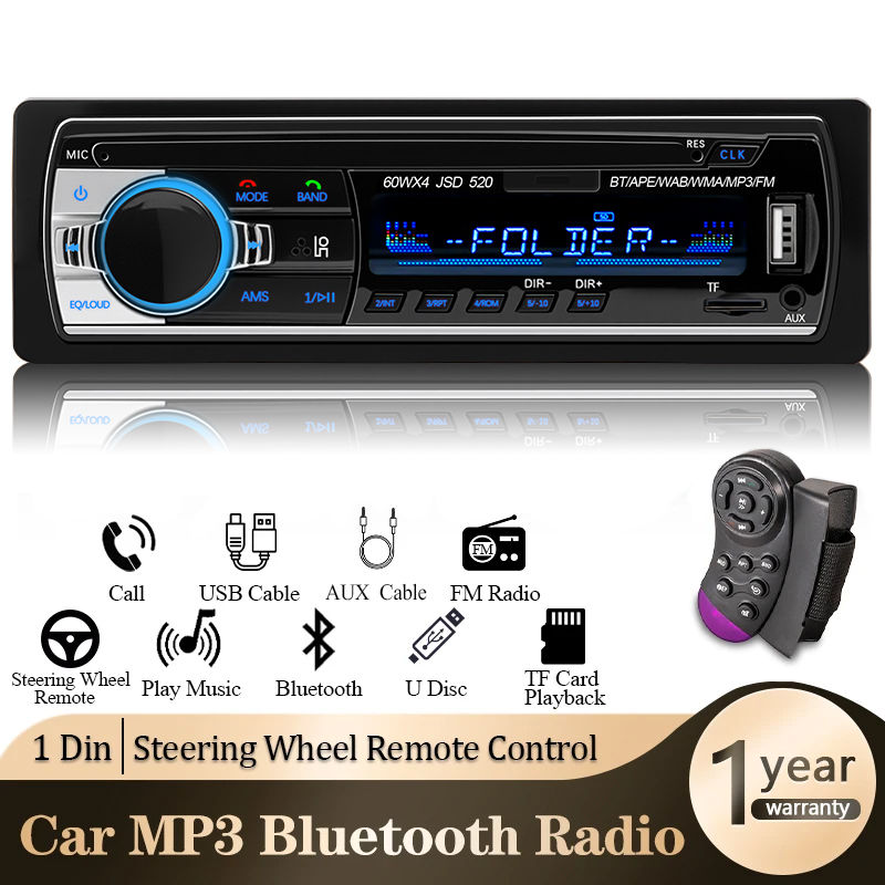 Car Radio 1 Din Stereo Player Digital Bluetooth MP3 Player FM Radio Stereo Audio