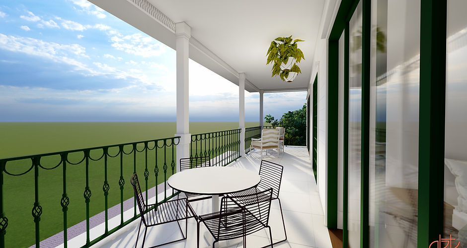 Front terras of the building