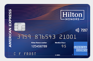 front of a Hilton honors American Express card 
