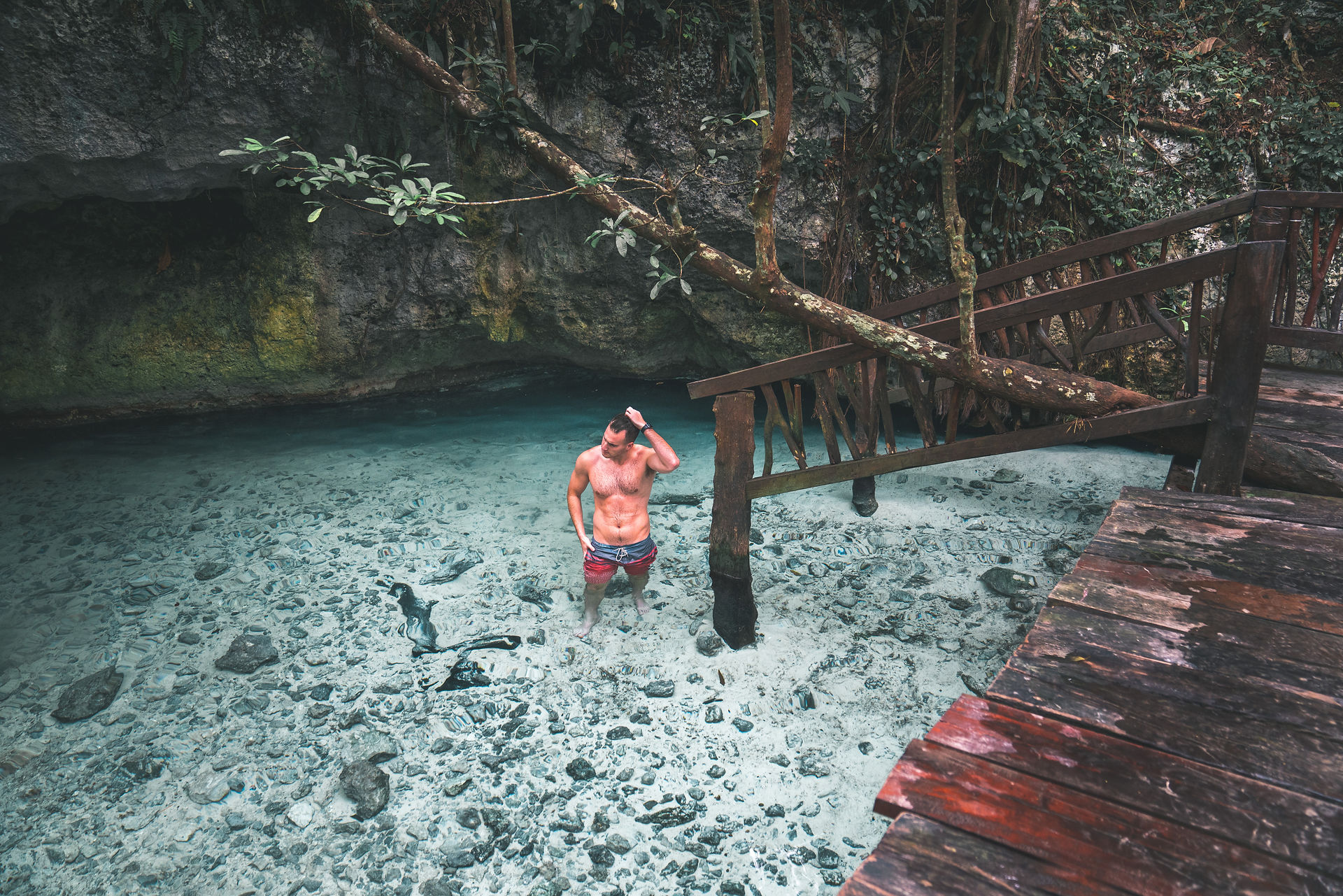 Swimming at the Grand Cenote in Tulum