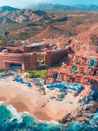 Westin Cabo sitting directly on the beach and nestled within the mountains