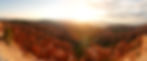 180 degree panorama of the orange hue hoodoo filled valley at sunrise in bruce canyon national park