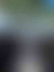 man hiking along a white sand pathway between black lava rocks with a cluster of palm trees standing tall behind