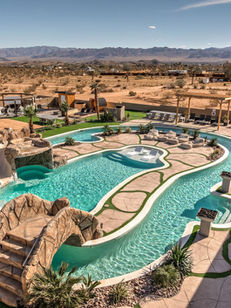 private lazy river at a luxury vacation rental in the desert 
