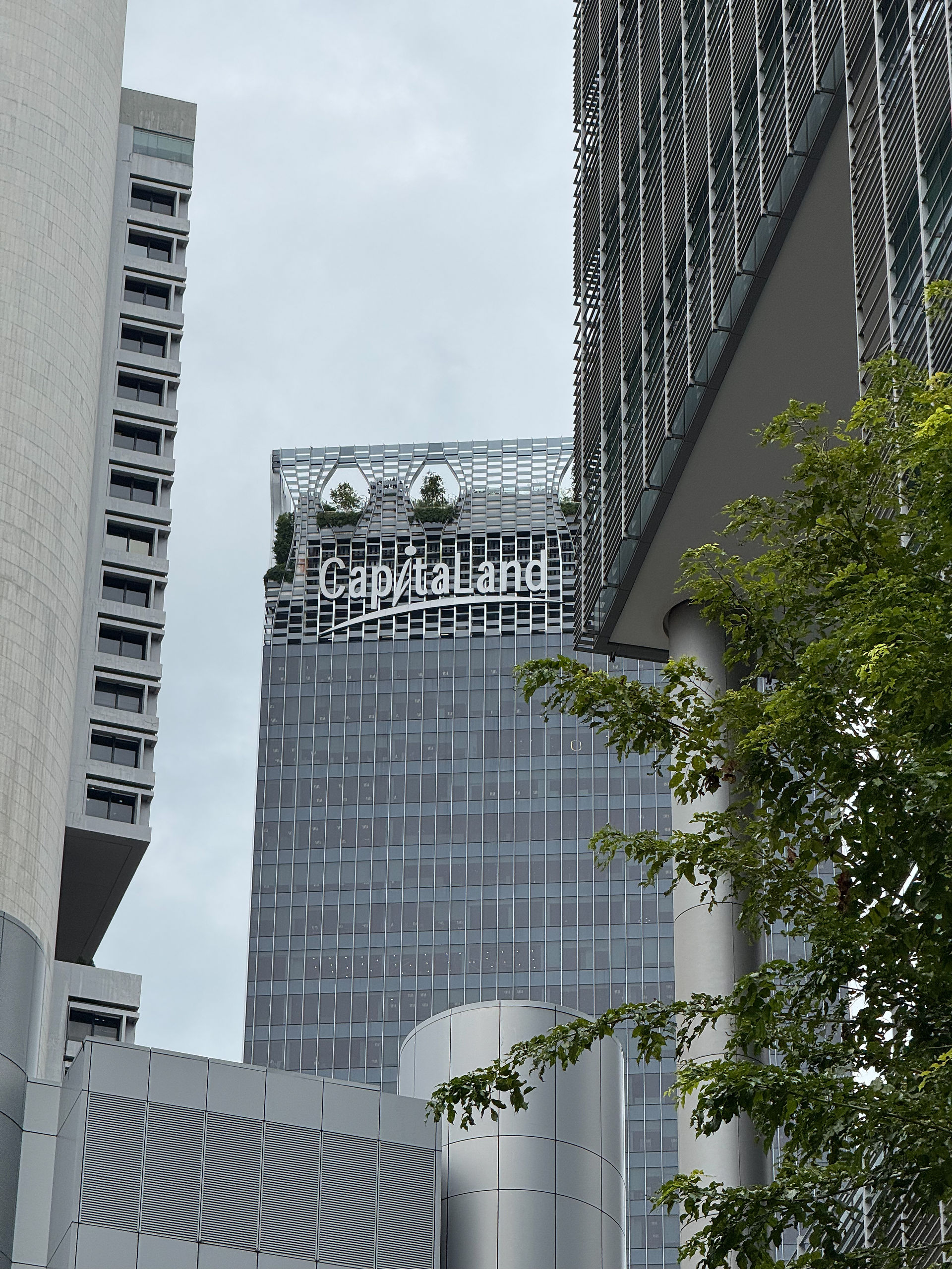 capita land rooftop on top of the large sky rise steel building in Singapore 