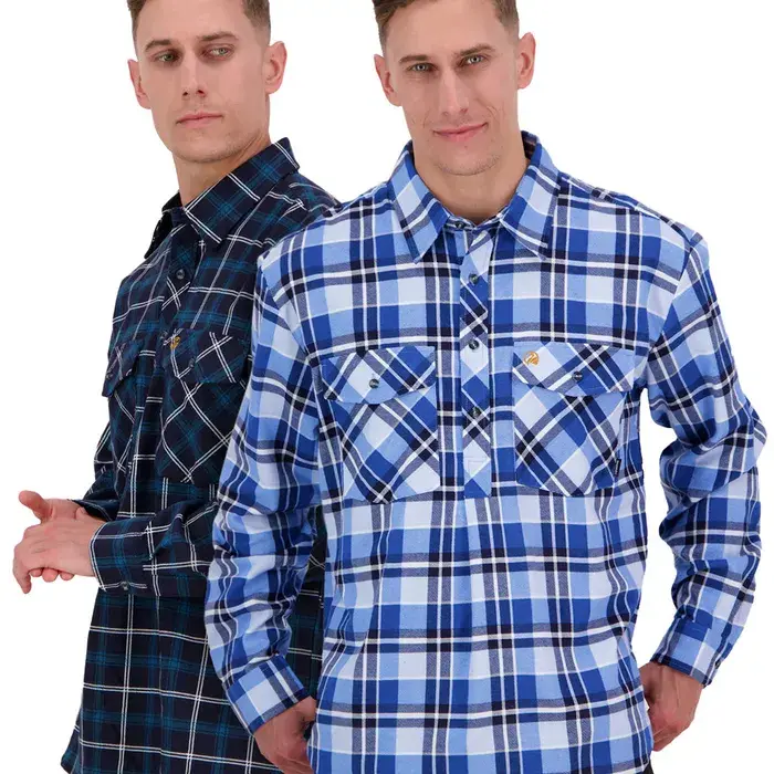 Swanndri Egmont Men's Half Button Shirts Twin Pack