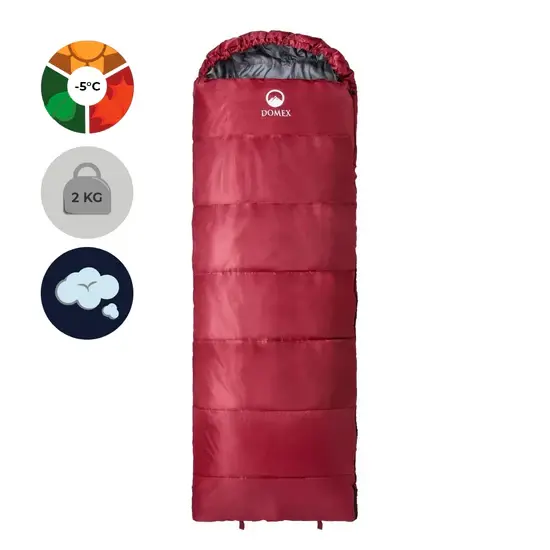 Domex Bushmate Large Sleeping Bag Right Zip - Burgandy Red