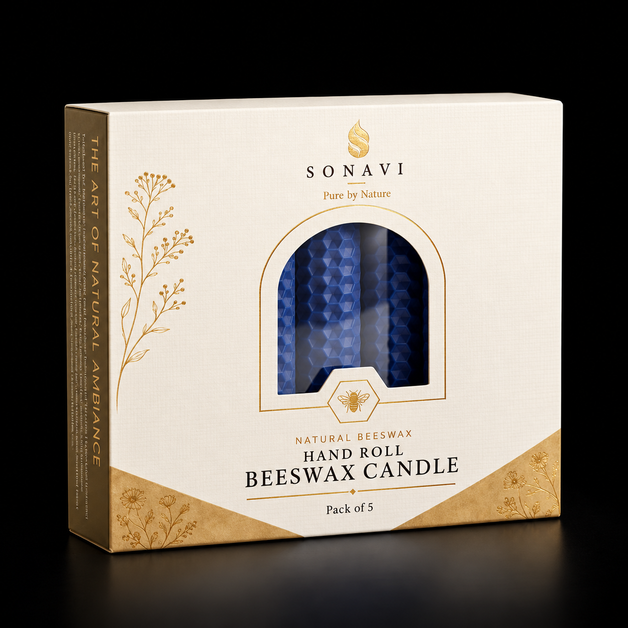 Beeswax Candle Blue Pack of Five 4"