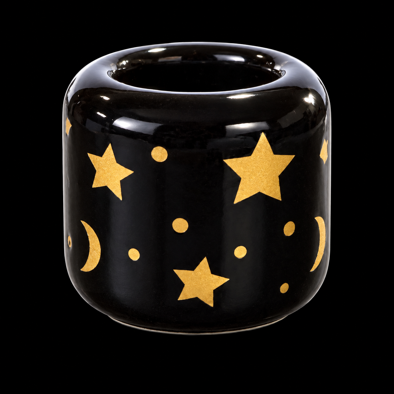 Moons and Stars Candle Holder-Black