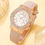 Miniaturbild: Koreanische Damen Trend Style Diamond Fashion Pu Strap Watch Einfaches Armband 