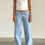 Thumbnail: Retro low-waisted, non-elastic, washed, straight-cut jeans