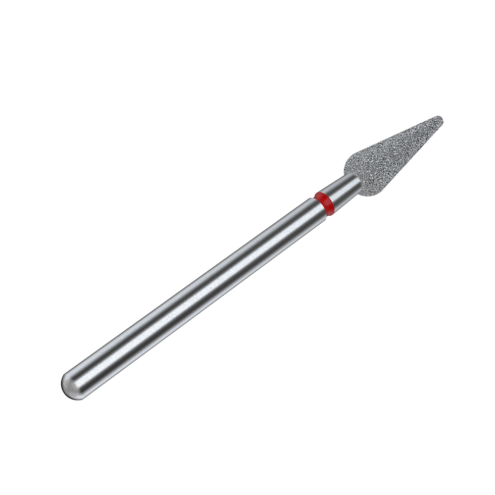 Thumbnail: Diamond nail drill bit pointed pear red EXPERT diameter 4 mm / working part 12 m