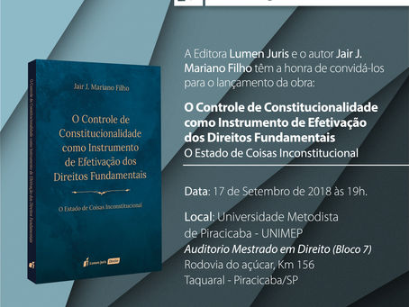 17/09/2018 | Lançamento do Livro de Jair J. Mariano Filho