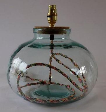 Recycled Blown Glass Table Lamp with Choice of Flex | 29cm Natural Recycled