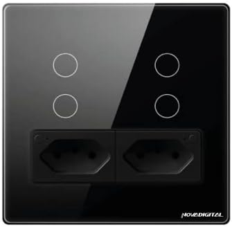 Miniatura: Interruptor com Tomada 4x4Touch 4 Botões + 2 Tomadas PRETO