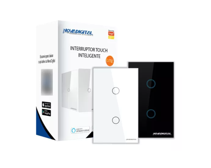 Interruptor Inteligente Touch 2 Botoes Branco LITE