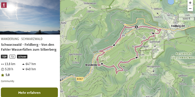 Schwarzwald - Feldberg - Von den Fahler Wasserfällen zum Silberberg und durch den Bannwald