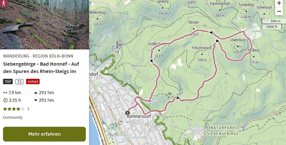Rhein - Bad Honnef - Auf den Spuren des Rhein-Steigs im Tretschbachtal