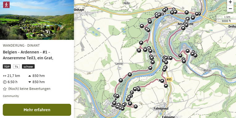 Belgien - Ardennen - #1 - Anseremme Teil3, ein Grat, verlassene Pfade, eine Fähre und viele Weitsichten