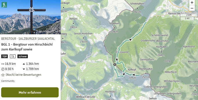 BGL 1 - Bergtour von Hirschbichl zum Karlkopf sowie Kammerlinghorn und weiter zum Hintersee