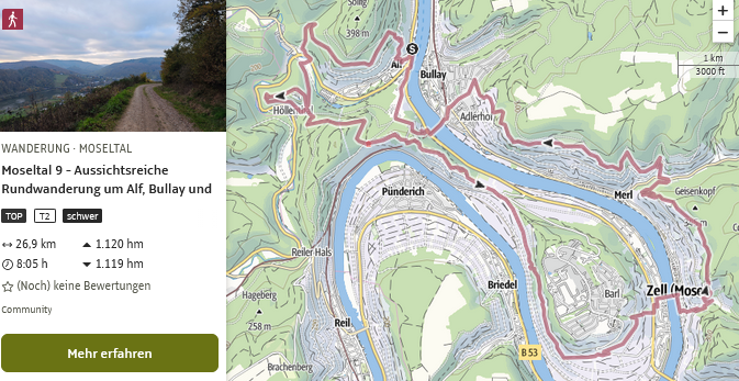 Moseltal 9 - Aussichtsreiche Rundwanderung um Alf, Bullay und Zell