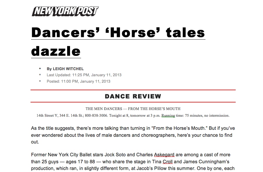 NY POST LEIGH WITCHEL Reviews - HORSE'S MOUTH