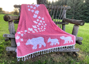 POMP & SASS Luxury Turkish towel Canadian red + white