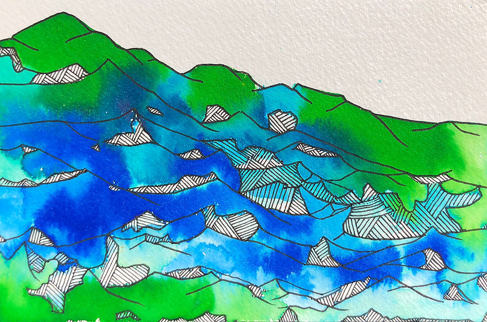 Mountain View in Blue and Green