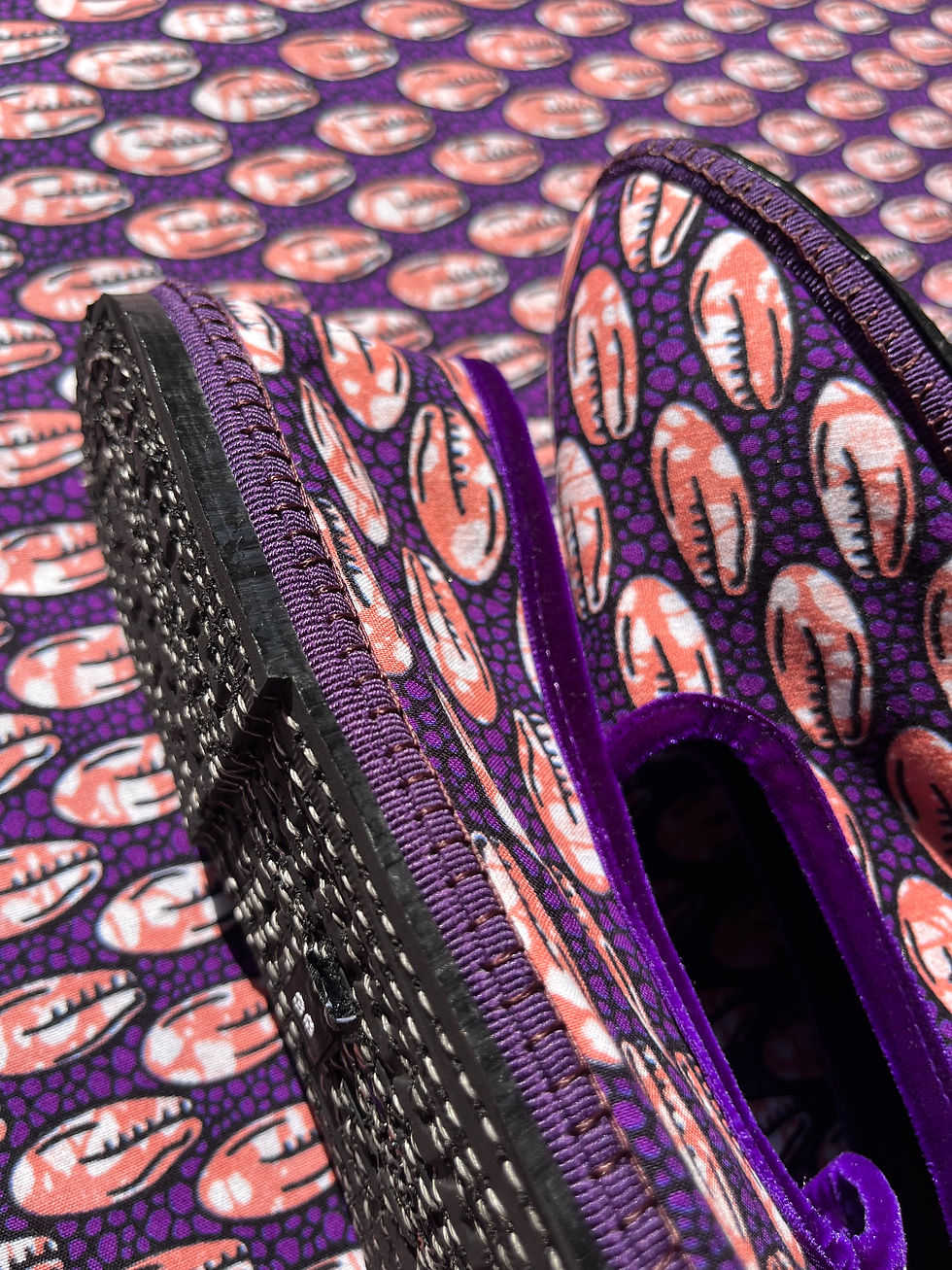 Miniatura: friulane shoes made with wax fabric, furlane, tessuto Africano, purple shoes, papusse trezzo, eco friendly shoes, friulane