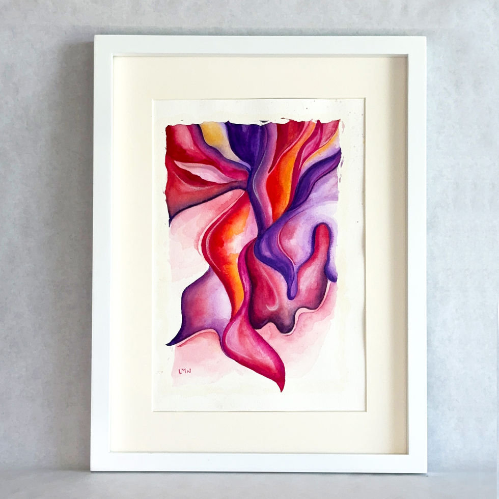 Free Swirling original watercolor painting framed in white