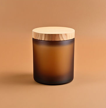frosted brown candle jar with wooden lid__.jpg