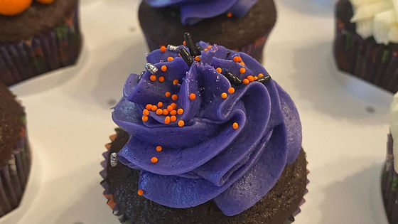 Purple Frosted Halloween Cupcakes