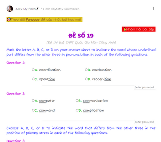 Đề thi thử THPT Quốc Gia TA_đề số 19