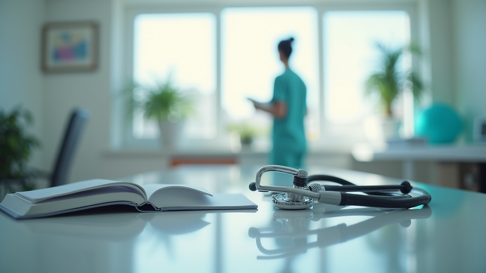 Eye-level view of a medical office with integrative health tools
