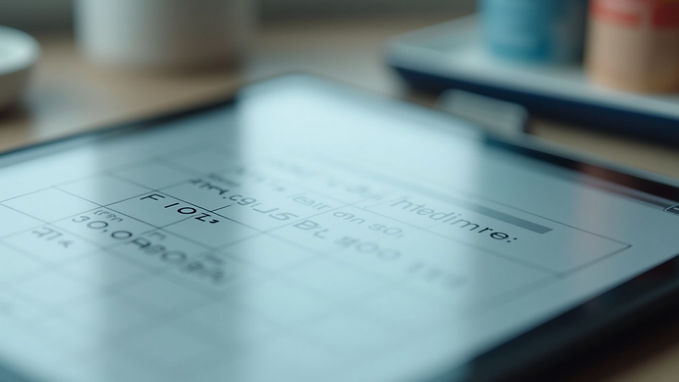 Close-up view of a tablet showing a medication schedule and notes